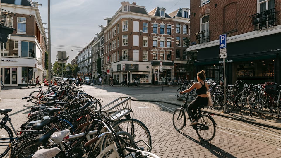 De Pijp showing cycling and street scenes as well as an individual femail