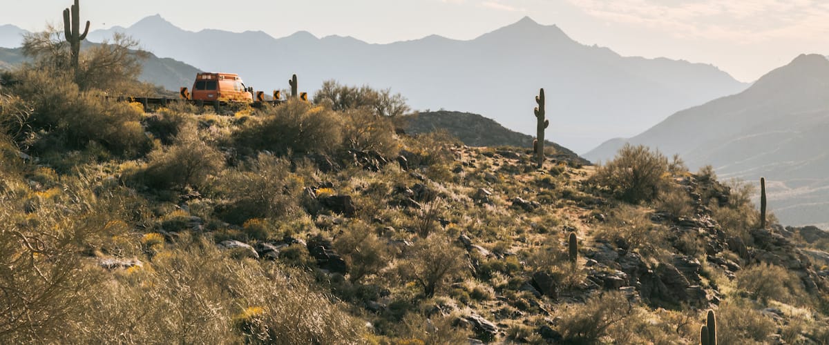South Mountain Park which includes a sunset, desert views and landscape views
