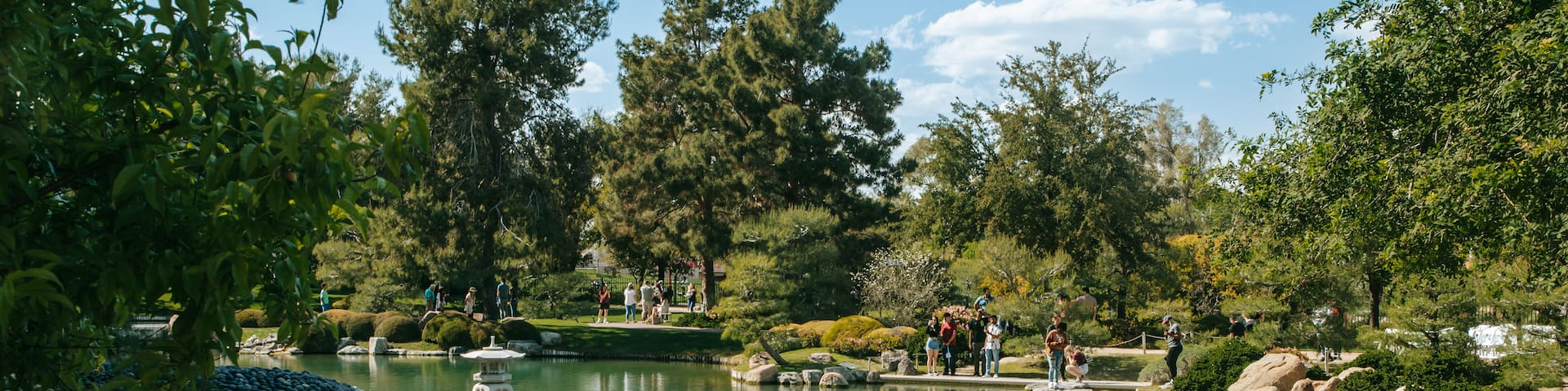Japanese Friendship Garden of Phoenix featuring a pond
