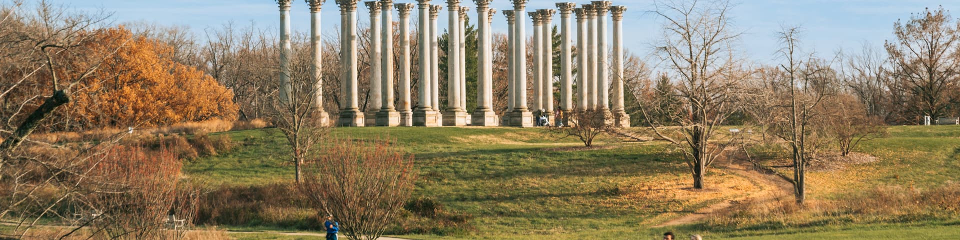 U.S. National Arboretum featuring a garden, heritage elements and a monument
