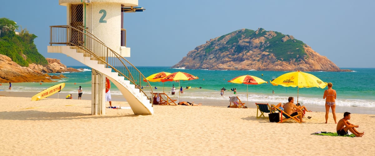 Shek O Beach featuring a beach, views and general coastal views