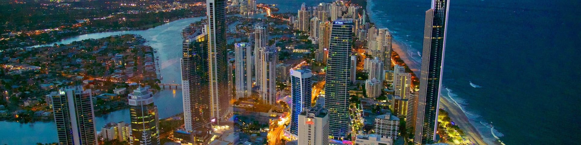 SkyPoint Observation Deck showing central business district, a skyscraper and a city