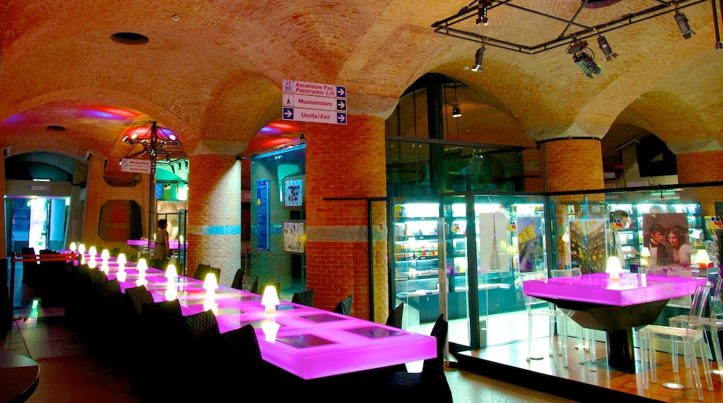 Mole Antonelliana featuring dining out and interior views