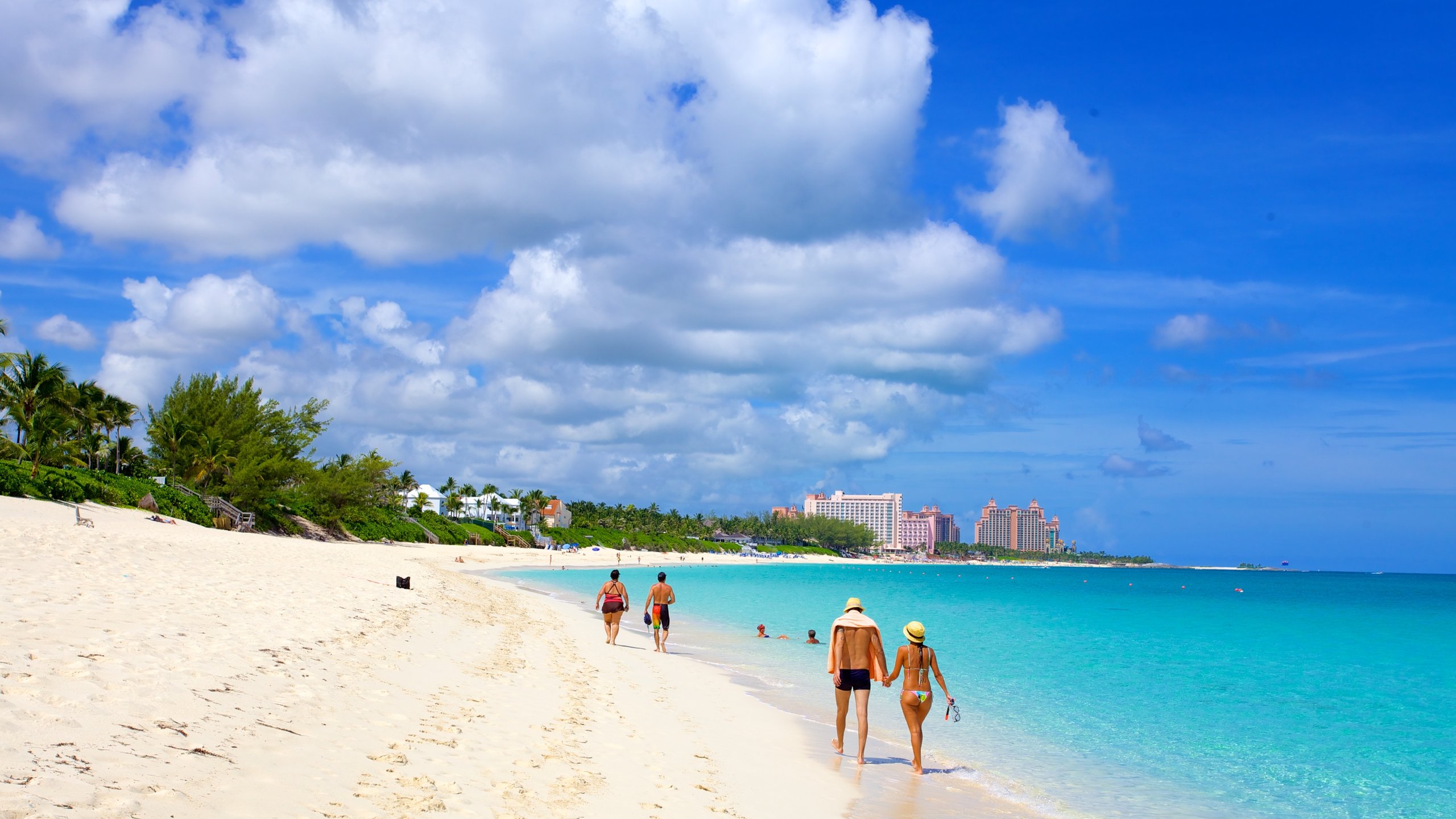 Cabbage Beach showing a beach, landscape views and a coastal town