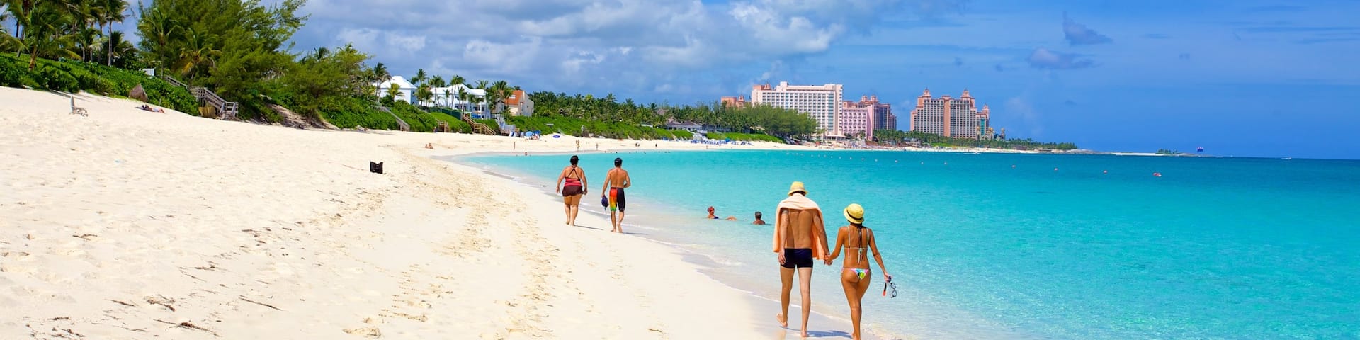 Cabbage Beach featuring a coastal town, landscape views and a sandy beach