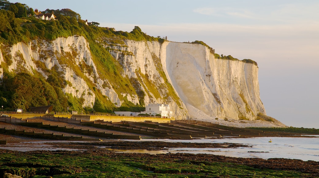 White Cliffs of Dover which includes landscape views, a pebble beach and rugged coastline