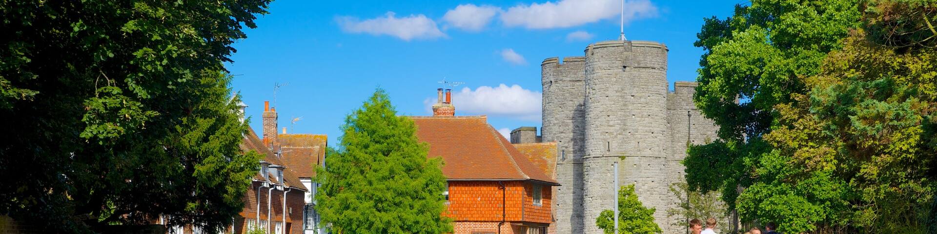 Westgate Gardens and Towers featuring a river or creek, a small town or village and a bridge