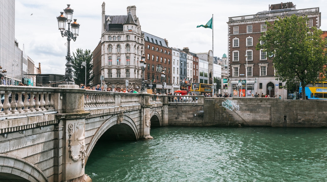 O\'Connell Bridge showing a city, a river or creek and a bridge