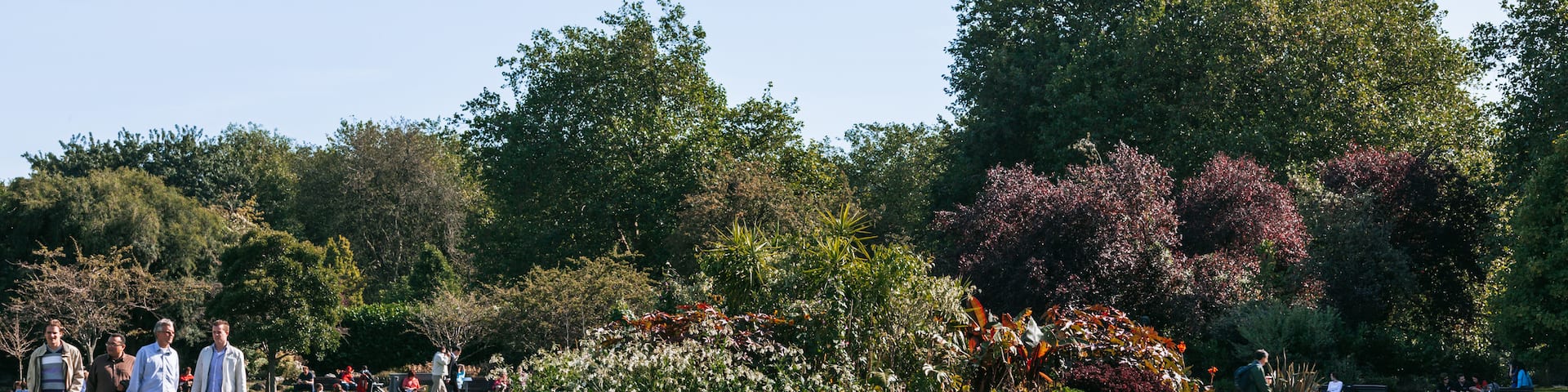 St. Stephen\'s Green which includes a garden as well as a small group of people