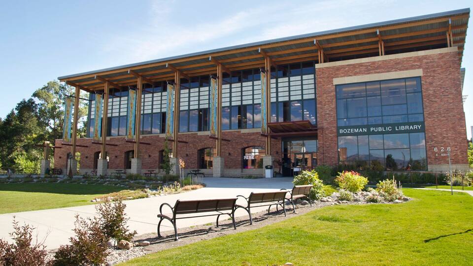 Bozeman joka esittää moderni arkkitehtuuri ja puutarha