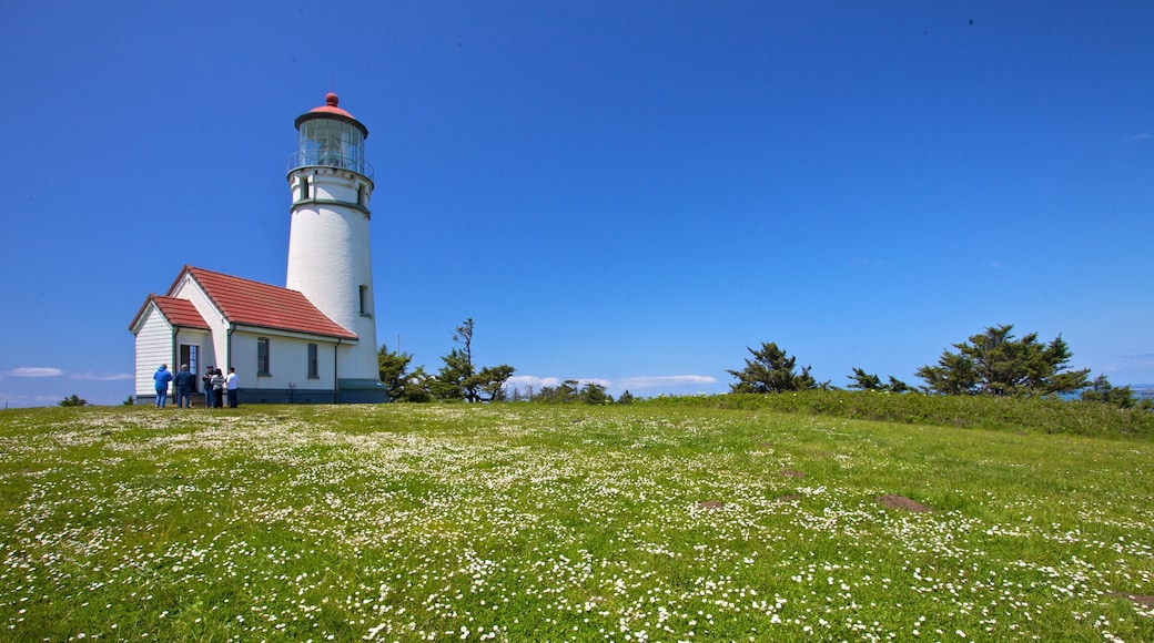 Oregon Coast which includes a lighthouse and tranquil scenes