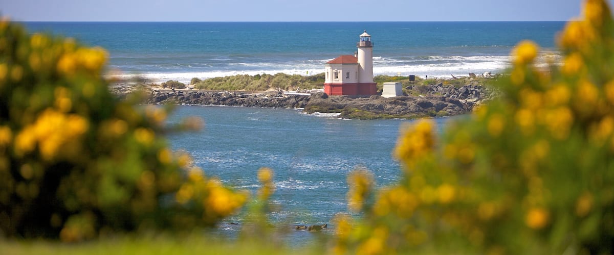 South Oregon Coast which includes a lighthouse, general coastal views and rocky coastline
