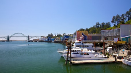 Newport which includes a bridge, a marina and a bay or harbor