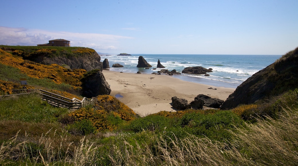 Bandon featuring landscape views and a sandy beach