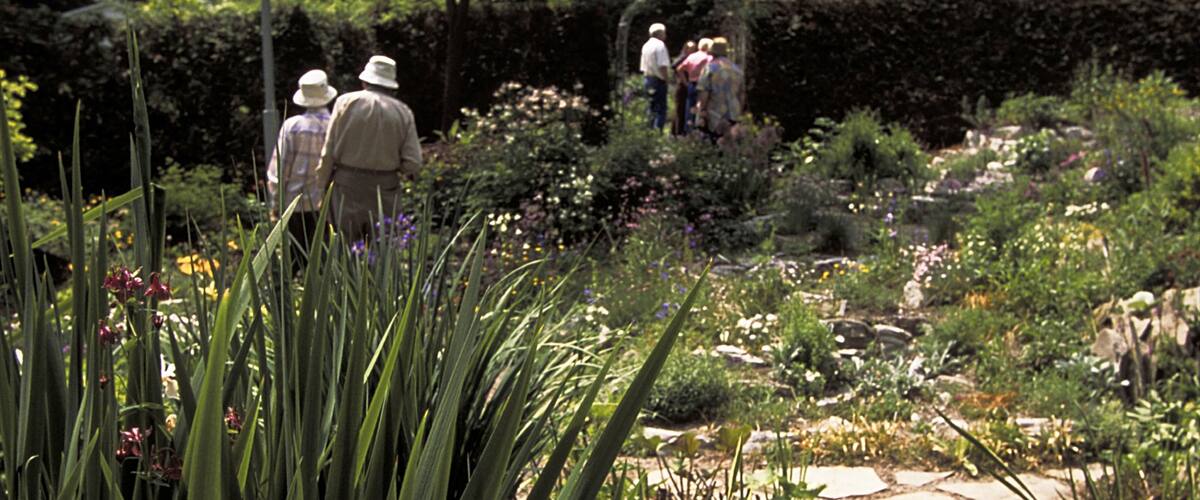 Unionville featuring flowers and a park as well as a small group of people
