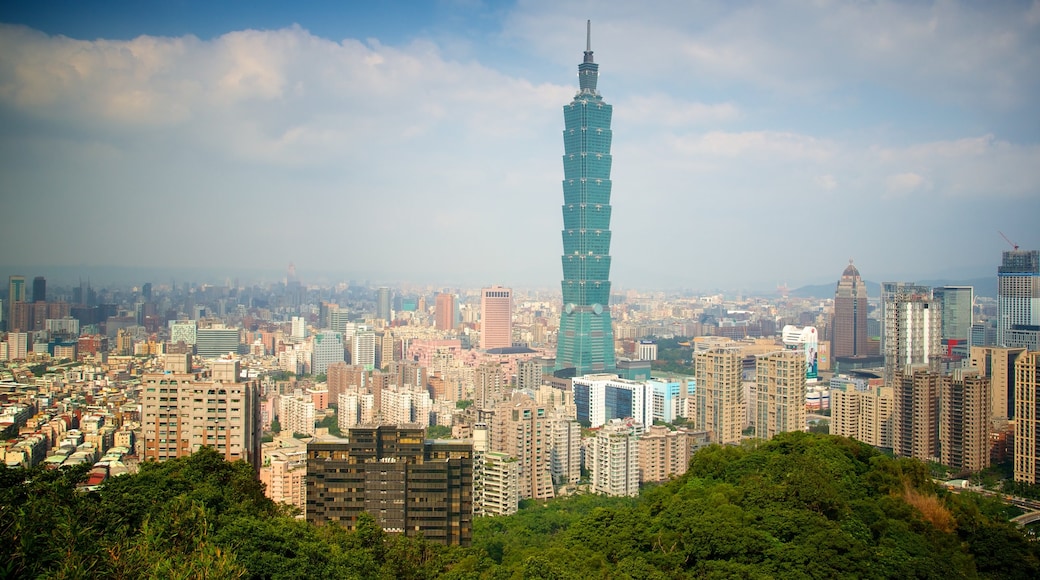 Taipei 101 which includes city views, a high rise building and a city