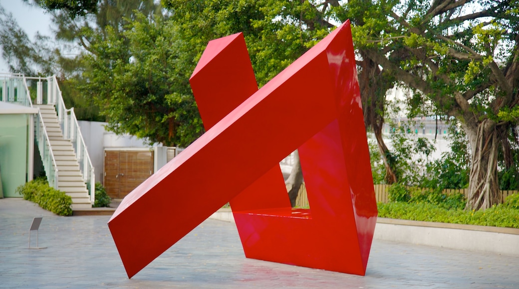 Taipei Fine Arts Museum featuring outdoor art, a city and a square or plaza