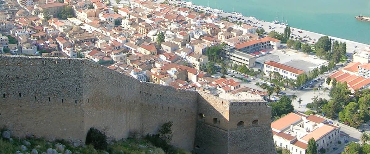Nafplio featuring general coastal views, a coastal town and heritage architecture