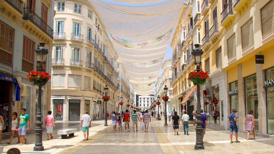 Centro histórico de Málaga mostrando compras, una ciudad y patrimonio de arquitectura