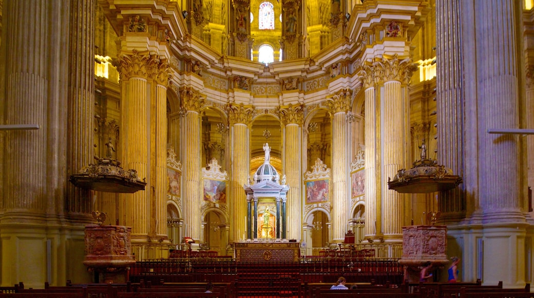 Malaga Cathedral which includes a church or cathedral, interior views and religious aspects