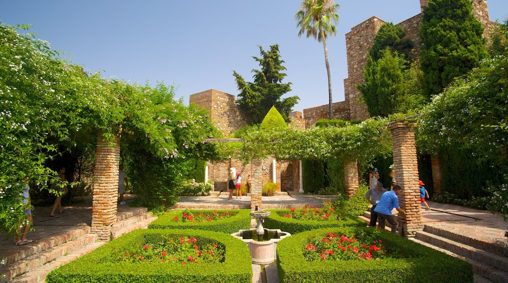 Alcazaba som inkluderar en trädgård, en stad och historisk arkitektur