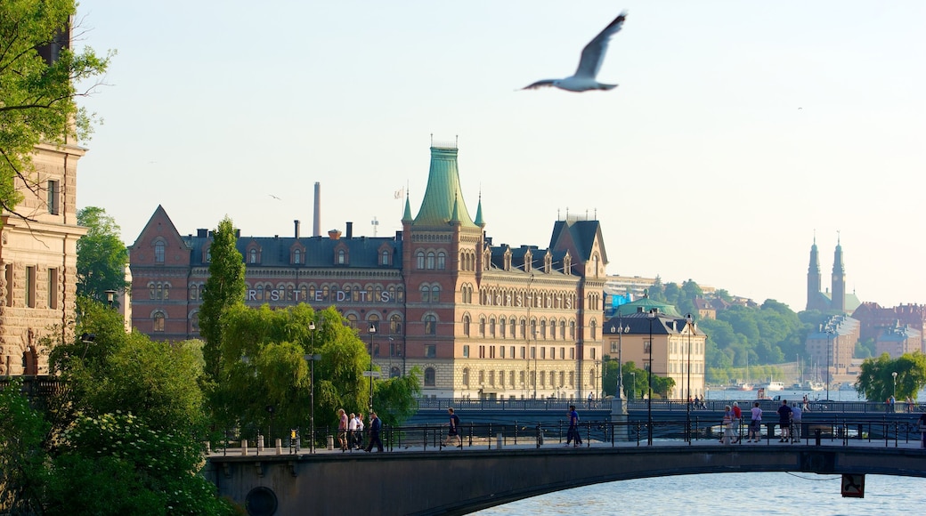 Stockholm which includes heritage architecture, a river or creek and a bridge