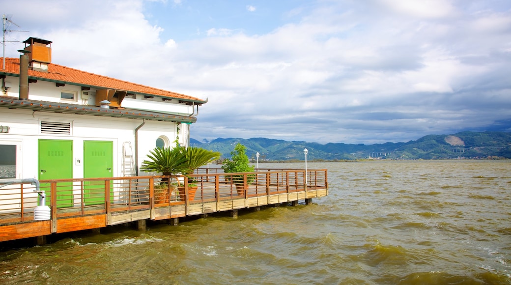 Lago di Massaciuccoli mit einem Haus und allgemeine Küstenansicht