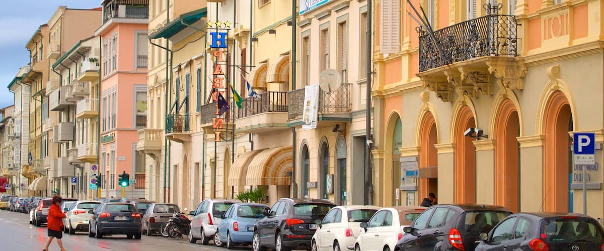 Viareggio ofreciendo una casa y escenas urbanas y también una mujer
