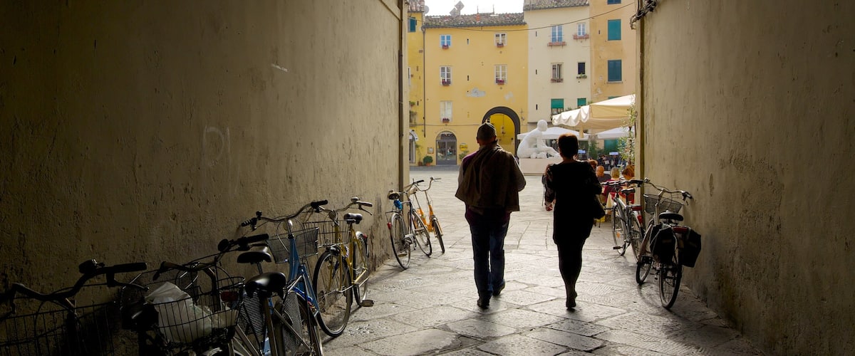 Piazza dell\'Anfiteatro que incluye escenas urbanas, ciclismo y patrimonio de arquitectura