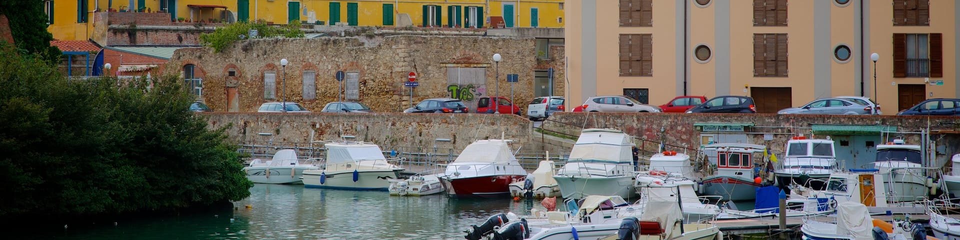 Chiesa di Santa Caterina featuring a marina, a coastal town and heritage architecture