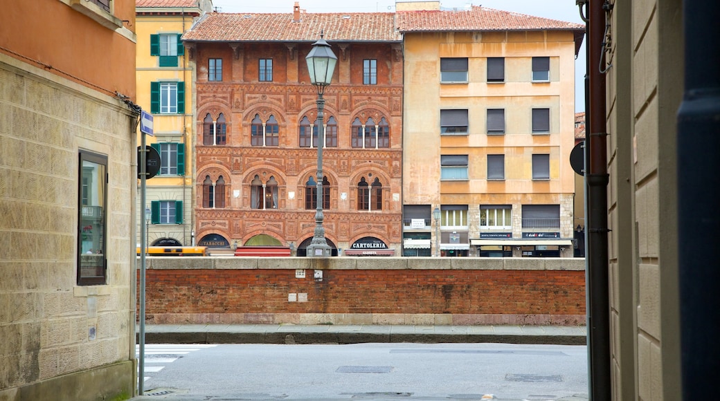 Pisa som inkluderer hus og historisk arkitektur