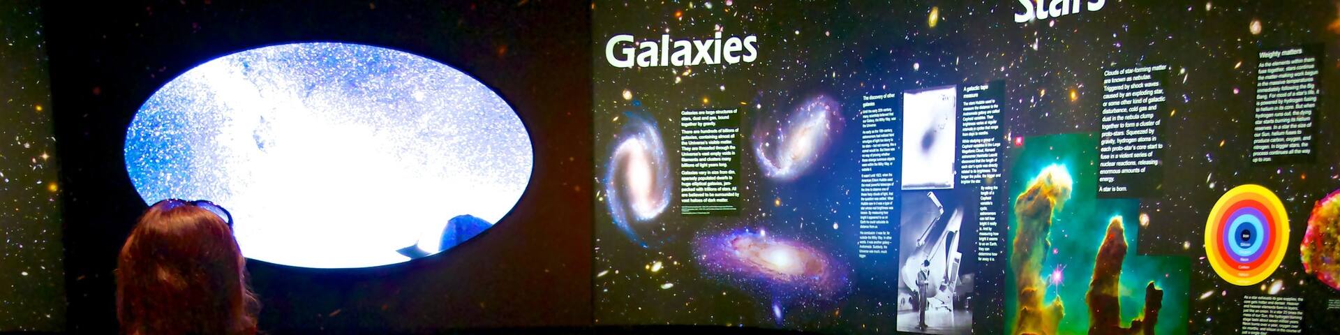 Carter Observatory showing an observatory and interior views as well as an individual female