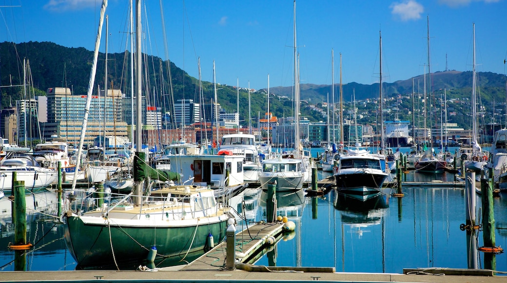 Wellington featuring a bay or harbour, a coastal town and boating