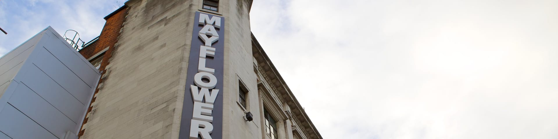 Mayflower Theatre featuring signage and theater scenes