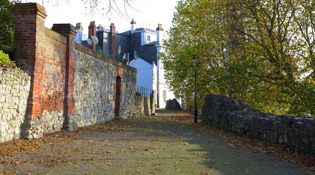 mittelalterliche Stadtmauer welches beinhaltet Gebäuderuinen