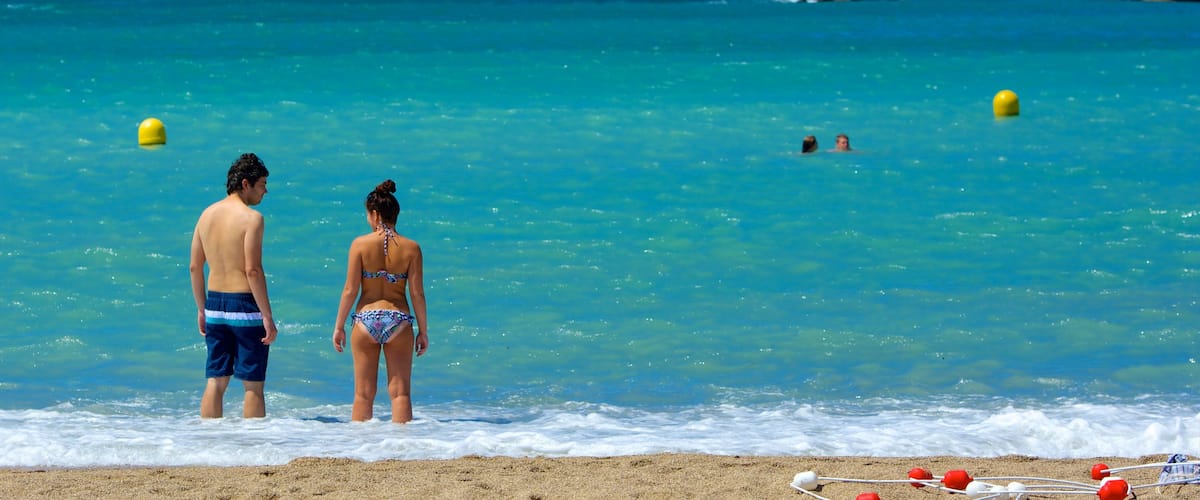 Plage du Prado mettant en vedette baignade, plage de sable et vues littorales