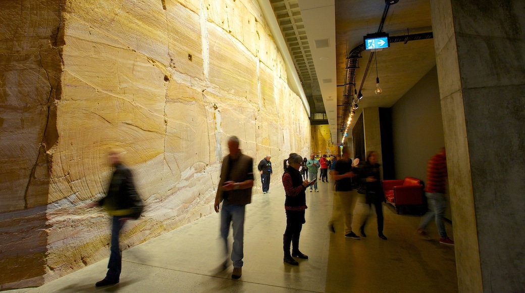 Museo de Arte Antiguo y Contemporáneo que incluye vistas interiores y también un gran grupo de personas