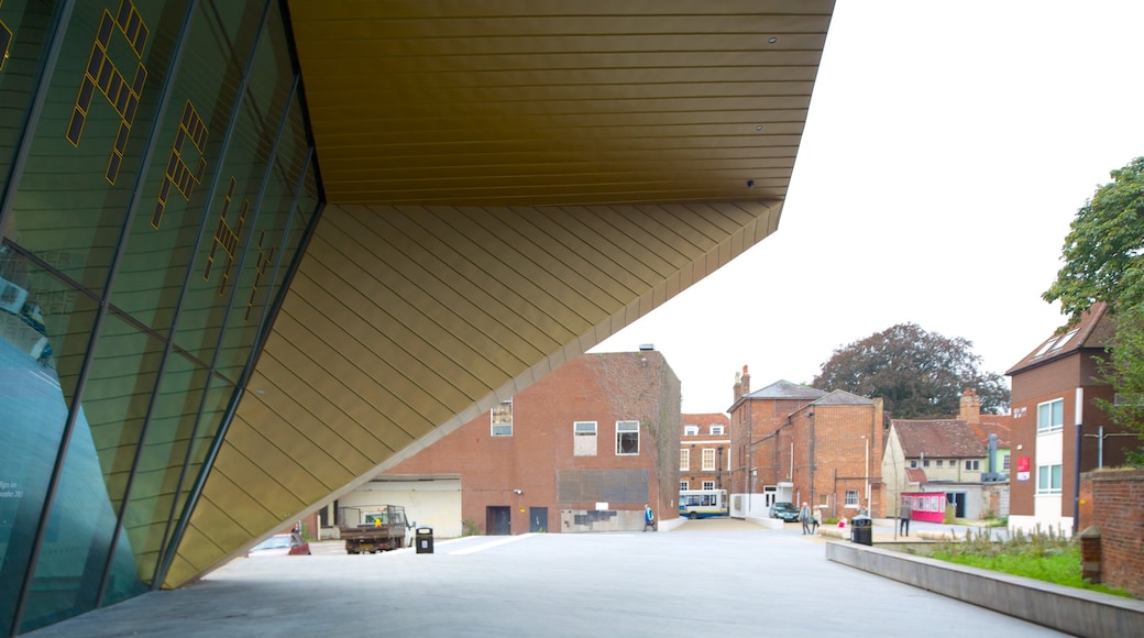 Colchester showing modern architecture and a small town or village