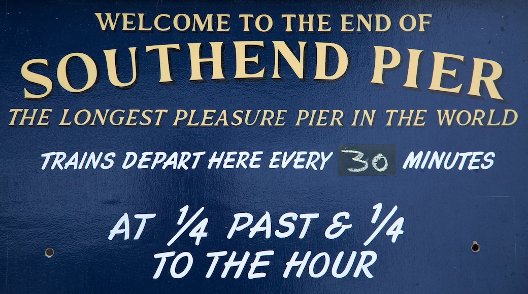 Southend Pier showing signage