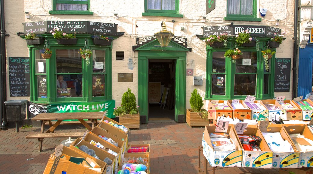 Waltham Abbey which includes markets and signage