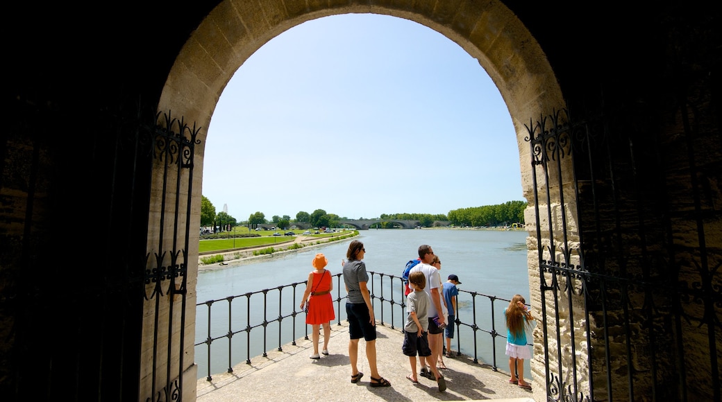 Pont d\'Avignon toont historische architectuur, een rivier of beek en vergezichten