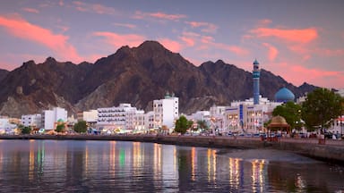 Muscat which includes a sunset and general coastal views