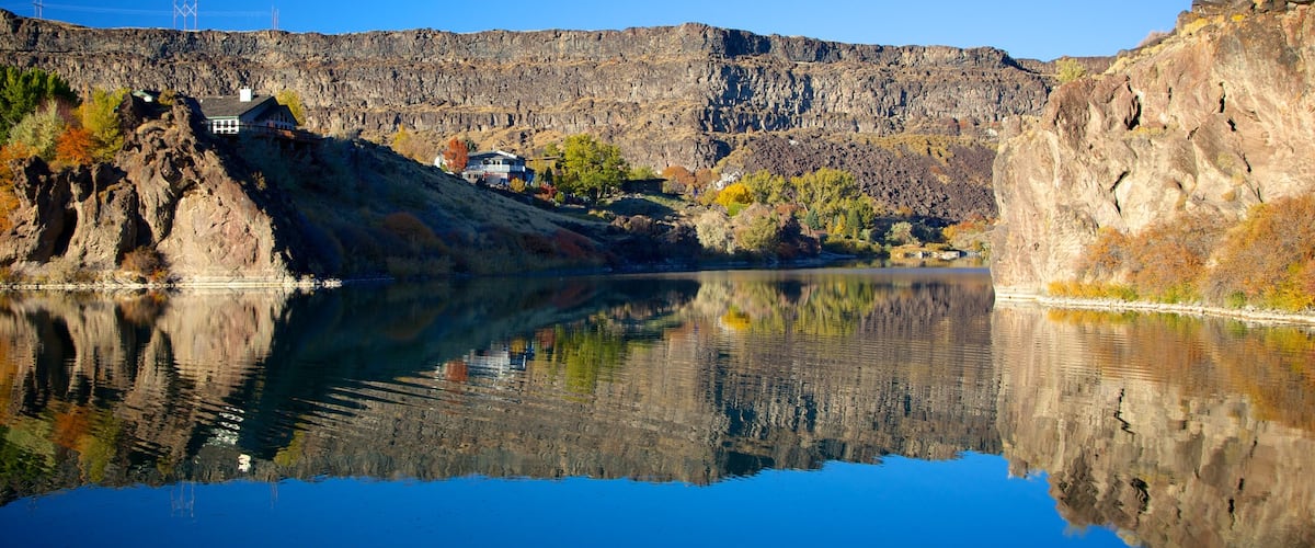 Twin Falls featuring a river or creek, a gorge or canyon and landscape views