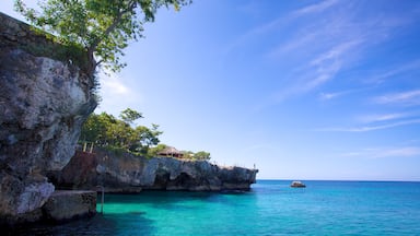 Negril mettant en vedette côte rocheuse et scènes tropicales