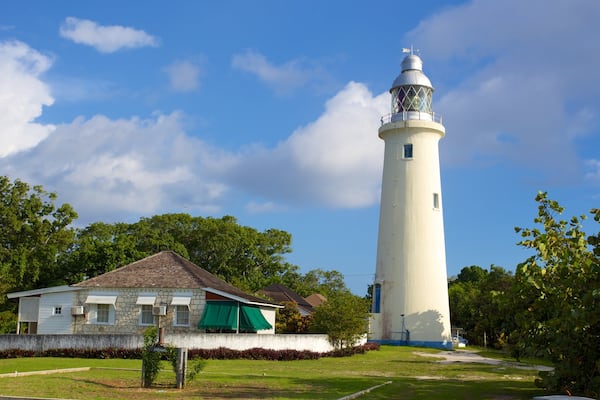 Negril Lighthouse featuring a small town or village and a lighthouse