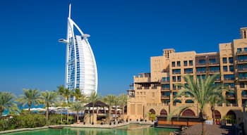 Souk Madinat Jumeirah which includes general coastal views