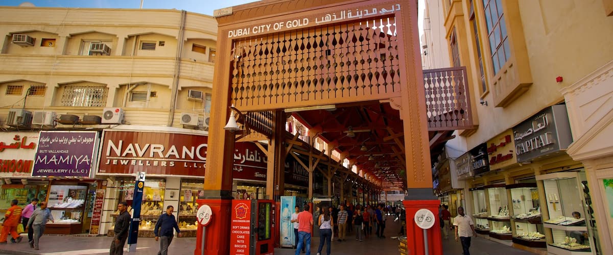Gold Souk which includes cbd, signage and a city