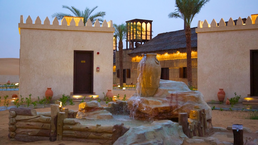 Abu Dhabi Emirate which includes a square or plaza, a small town or village and night scenes