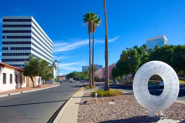 Tucson Museum of Art featuring a city, outdoor art and street scenes