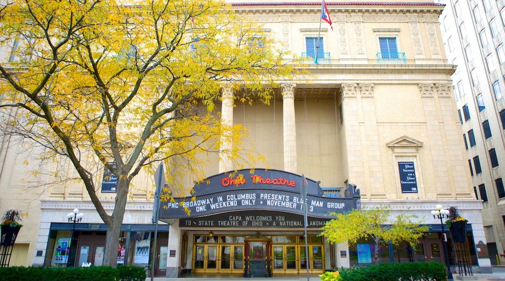Ohio Theater mettant en vedette signalisation, patrimoine historique et scÚnes de théùtre